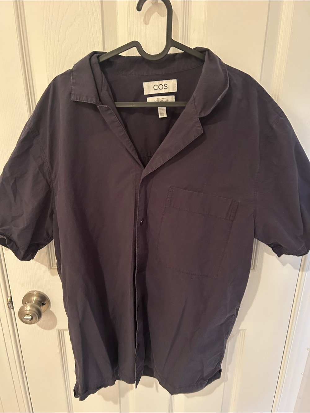 COS Dark Navy Short Sleeve Boxy Camp Shirt